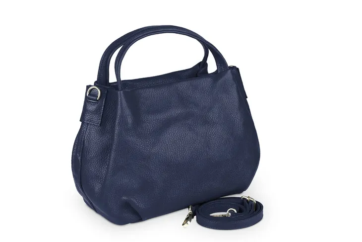 Torebka Skórzana Vera Pelle Bolsa Granatowa