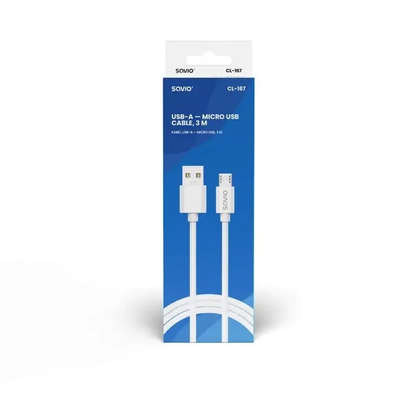 savio-kabel-usb-a-micro-usb-3-m-bialy-cl-167-dlugosc-przewodu-3-m