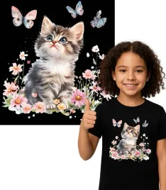 kot-kotek-slodki-wiosna-motylki-koszulka-t-shirt-czarny-premium-140