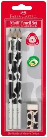 faber-castell-zestaw-3-trojkatnych-olowkow-b-z-gumka-motyw-krowa