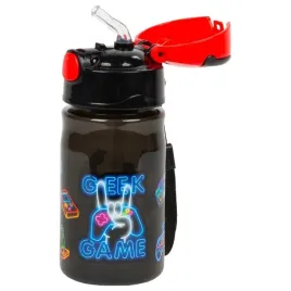 bidon-dzieciecy-derform-geek-game-330-ml-przezroczysty-z-ustnikiem