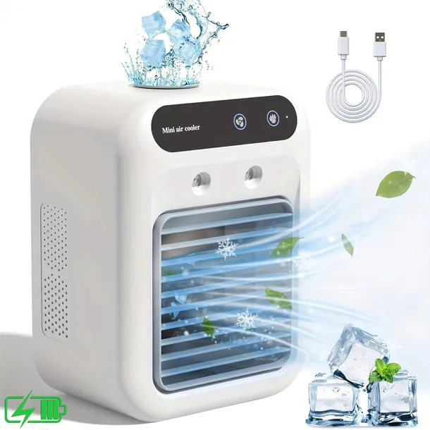 Klimatyzator akumulatorowy wentylator funkcją zraszania +KOSTKI LODU GRATIS