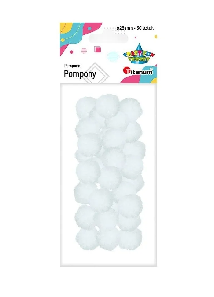 pompony-biale-25mm-30szt-titanum