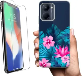 etui-na-realme-c33-telefon-wzory-tropikalne-kwiaty-szklo