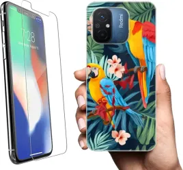 etui-na-xiaomi-redmi-12c-telefon-wzory-tropikalne-kwiaty-szklo