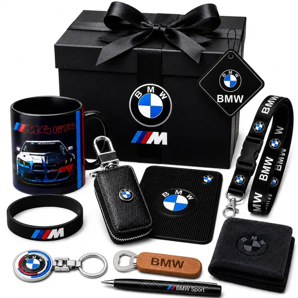 DUŻY ZESTAW PREZENTOWY BMW XXL 16 El. BRELOK ZAPACH POKROWIEC KUBEK SMYCZ
