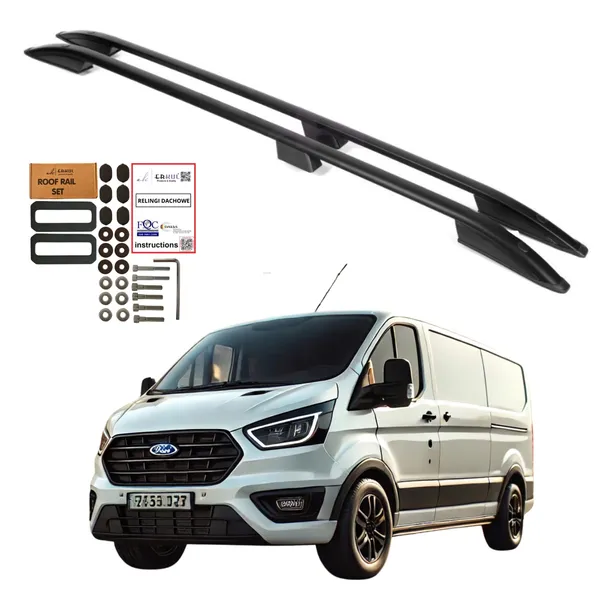 Relingi dachowe FORD TRANSIT CUSTOM KRÓTKI od 2012 do 2023 KOLOR CZARNY