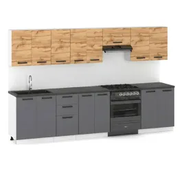 Zdjęcie produktu Meble kuchenne zestaw 320cm grafit/wotan nowoczesne modułowe pojemne szafki