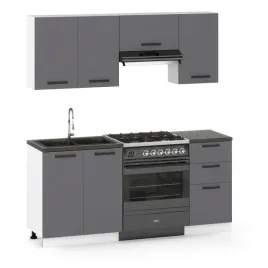 Zdjęcie produktu Meble kuchenne zestaw 180 cm grafit mat nowoczesne modułowe pojemne szafki