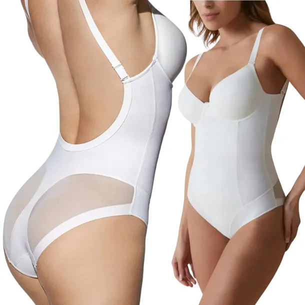 Body Modelujące Wyszczuplające Gładkie Odkryte Plecy 95B Giorgia Perłowe