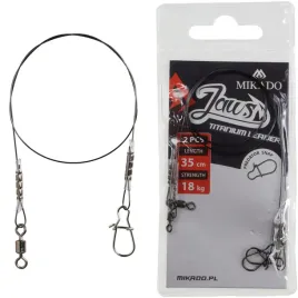 przypon-tytanowy-mikado-jaws-35-cm-18-kg-z-agrafka-predator-snap-2-sztuki