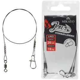 przypon-tytanowy-mikado-jaws-20-cm-18-kg-z-agrafka-predator-snap-2-sztuki