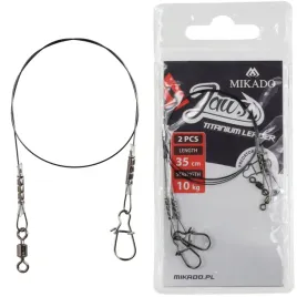 przypon-tytanowy-mikado-jaws-35-cm-10-kg-z-agrafka-predator-snap-2-sztuki