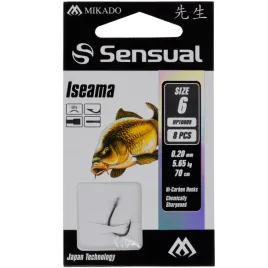 haczyki-iseama-6-bn-z-przyponem-70cm-mikado-8szt-karp-amur-lin-karas-leszcz