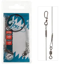 przypon-tytanowy-25-cm-18-kg-z-agrafka-snap-mikado-jaws-na-szczupaka-2-szt