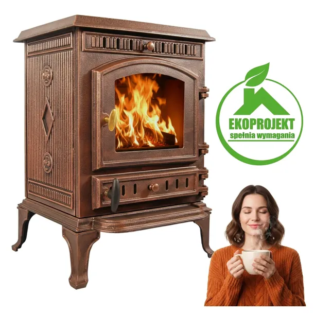 PIEC ŻELIWNY ATENA PIECYK KOZA KOMINEK SOLIDNY 9KW ZŁOTA DO DOMU