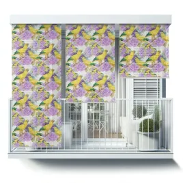 dekoracyjna-foto-markiza-pionowa-roleta-zolte-papugi-na-kwiatach-100x180-cm