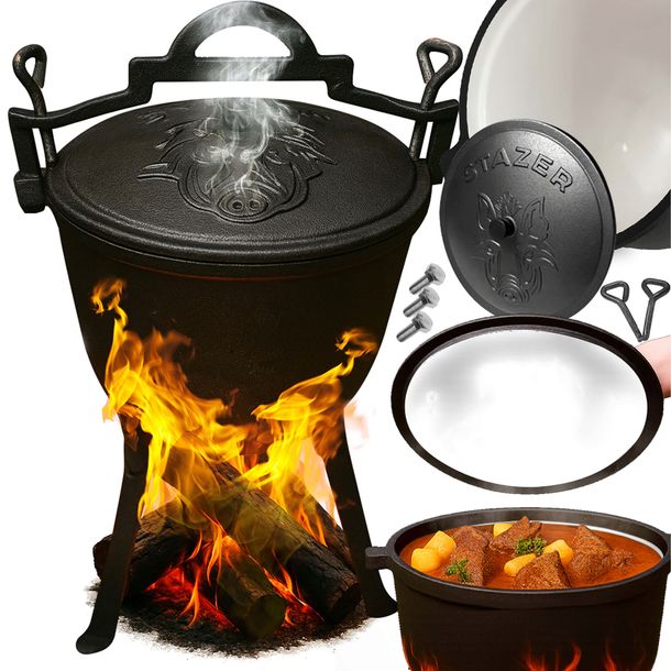 Kociołek żeliwny emaliowany garnek myśliwski węgierski 5L ognisko grill