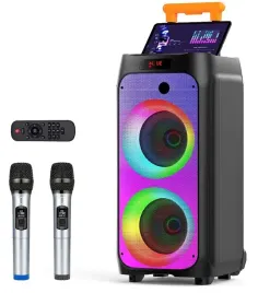 zestaw-do-karaoke-z-2-mikrofonami-duzy-glosnik-bluetooth-subwoofer-nowy