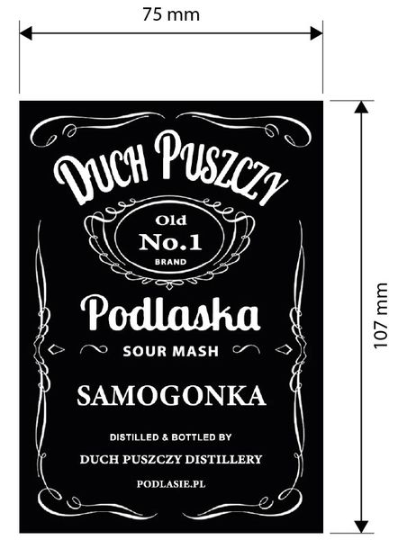 etykiety Duch Puszczy Podlaska Samogonka naklejki 10 sztuk 75x107
