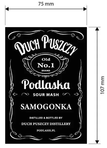 etykiety Duch Puszczy Podlaska Samogonka naklejki 10 sztuk 75x107