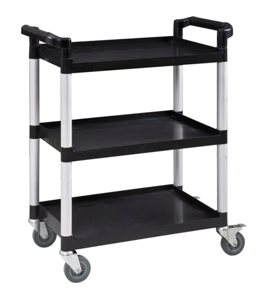 Wózek kelnerski 3-półkowy z tworzywa czarny 800x410x970 mm Szron WH-032A
