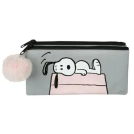 piornik-szkolny-snoopy-dwukomorowy-szary-rozowy-z-pomponem-licencyjny