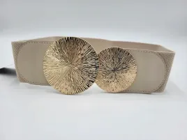 pasek-damski-guma-klamra-zlote-kola-bezowy