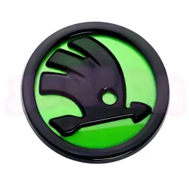 emblemat-logo-skoda-przod-tyl-superb-octavia-fabia-zielono-czarny-80-mm