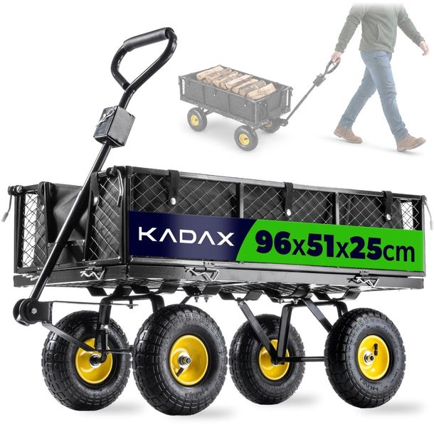 WÓZEK OGRODOWY 300KG TRANSPORTOWY PRZYCZEPKA TACZKA 3w1 PLANDEKA KOŁA DUŻY