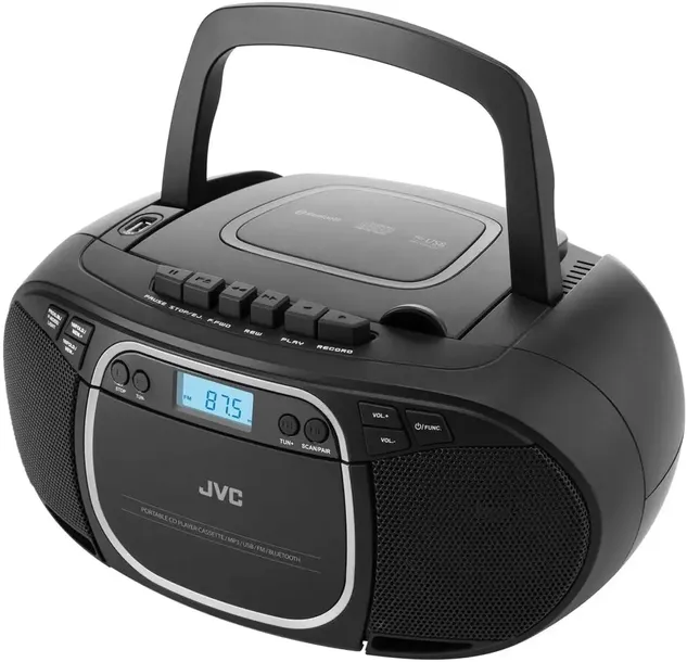BOOMBOX RADIOODTWARZACZ JVC RC-E451B BLUETOOTH CD KASETA AUX USB FM CZARNY