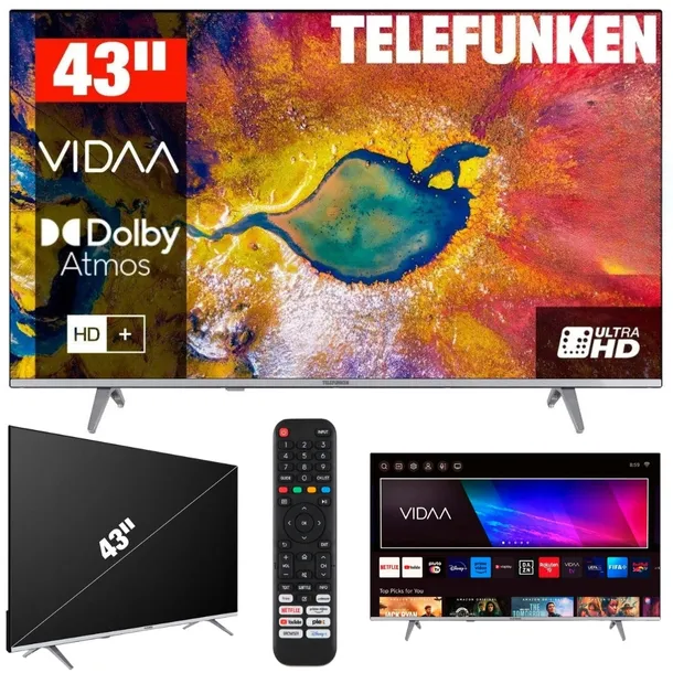 Telewizor Smart TV LED 43" TELEFUNKEN D43U875M8CW DVBT2 4K HDR10 BEZRAMKOWY