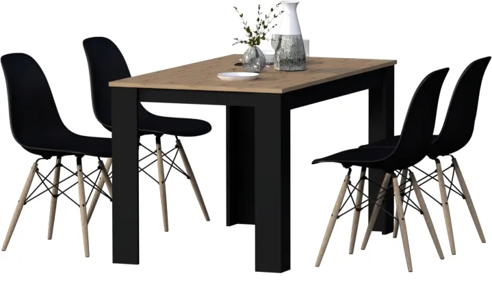 Stół + 4 Krzesła Nowoczesny Skandynawski Styl Loft Dąb Artisan