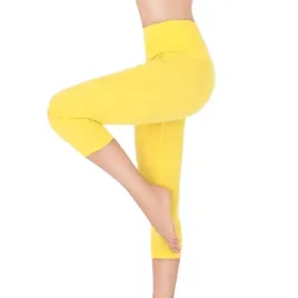 legginsy-damskie-3-4-z-wysokim-stanem-getry-z-panelem-rybaczki-zolte-xxl