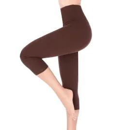 legginsy-damskie-3-4-z-wysokim-stanem-getry-z-panelem-rybaczki-brazowe-xxxl