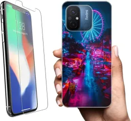 etui-na-xiaomi-redmi-12c-telefon-wzory-neonowe-szklo