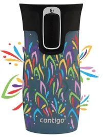 Zdjęcie produktu Kubek termiczny Contigo West Loop Mini 300ml - Floresy - Niebieski Metalik