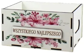 skrzynka-biala-kosz-prezentowy-nadruk-kwiaty-grawer-wszystkiego-najlepszego