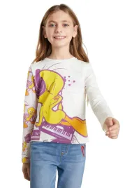 bluzka-dziewczeca-desigual-tweety-looney-tunes-z-dlugim-rekawem