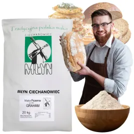 Zdjęcie produktu MĄKA PSZENNA GRAHAM TYP 1850 20kg MŁYN CIECHANOWIEC NATURALNA JAKOŚĆ