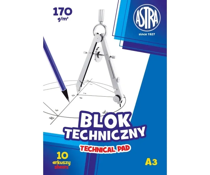 Blok techniczny Astra A3 biały 10 kartek 170g