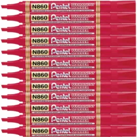 pentel-marker-permanentny-czerwony-n860-scieta-koncowka-wodoodporny-12-sztu