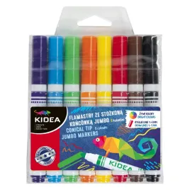 kidea-flamastry-markery-pisaki-ze-stozkowa-koncowka-jumbo-8-kolorow-w-etui