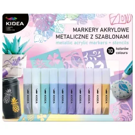 kidea-markery-akrylowe-metaliczne-10-kolorow-z-szablonami-szybkoschnacy