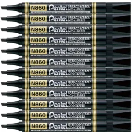 pentel-marker-permanentny-czarny-n860-scieta-koncowka-wodoodporny-12-sztuk