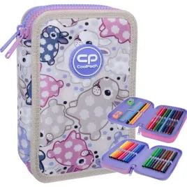 coolpack-piornik-dwukomorowy-z-wyposazeniem-podwojny-white-bunny