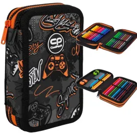coolpack-piornik-dwukomorowy-z-wyposazeniem-podwojny-gamer-czarny