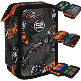 coolpack-piornik-szkolny-trzykomorowy-z-wyposazeniem-gamer-czarny
