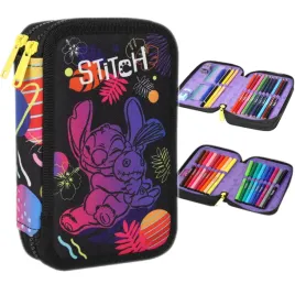coolpack-piornik-dwukomorowy-z-wyposazeniem-disney-stitch-czarny