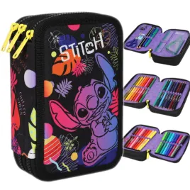 coolpack-piornik-szkolny-trzykomorowy-z-wyposazeniem-stich-stitch-czarny